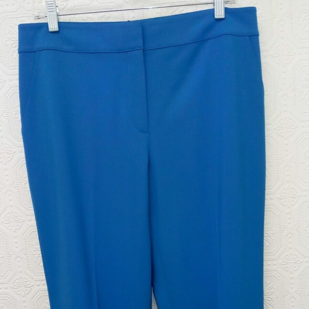 St. John Blue Flat Front Straight Leg Trouser Pants Size 10